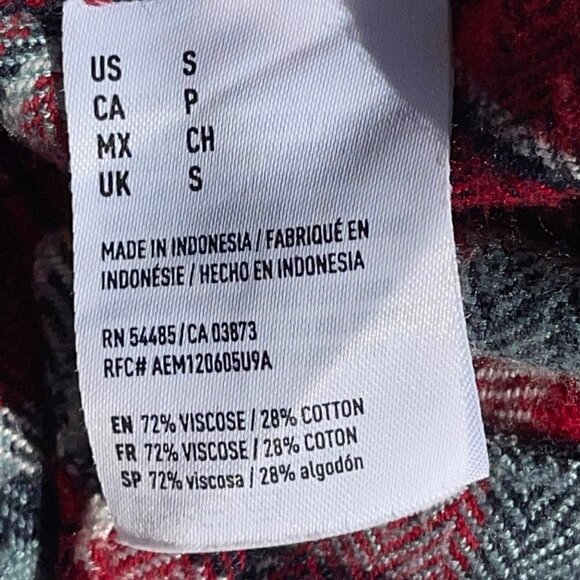 American Eagle Outfitters SMALL Ahh-mazingly Soft Red/Yellow/Blue Flannel Shirt - Picture 4 of 5
